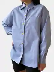 Голубой рубашка женская джинсовая оверсайз, one size