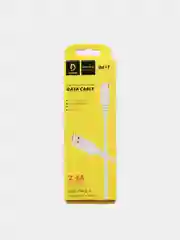 Белый кабель Denmen D01 microUSB, Type-C, Lightning быстрая зарядка, 1 м