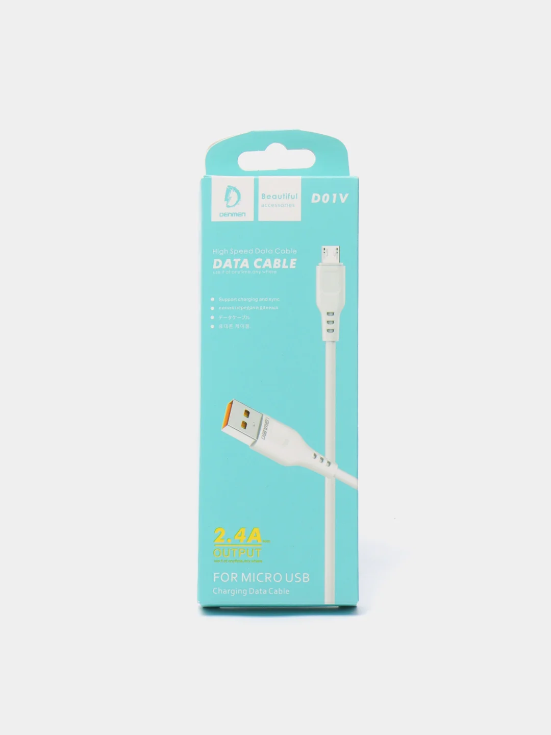 Черный кабель Denmen D01 microUSB, Type-C, Lightning быстрая зарядка, 1 м