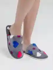 Серый тапочки домашние женские закрытые с сердечками