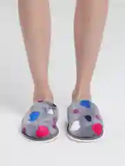Серый тапочки домашние женские закрытые с сердечками