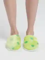 Салатовый тапочки домашние женские закрытые в горошек