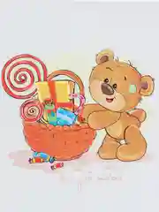 Открытка "Мишка с корзиной", квадрат, валентинка, сердце, почтовая карточка, кукинаки