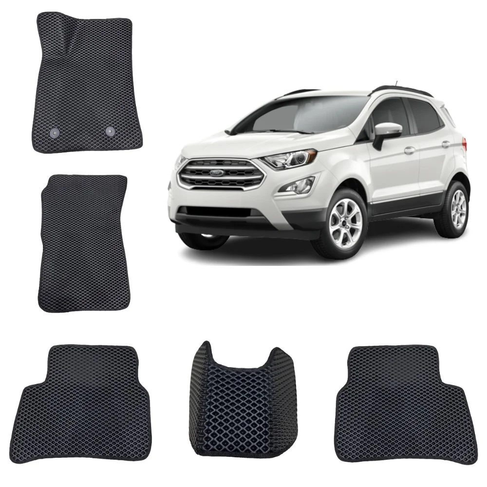 Черный 3-d автомобильные коврики в салон для Ford Eco Sport/Форд Эко Спорт