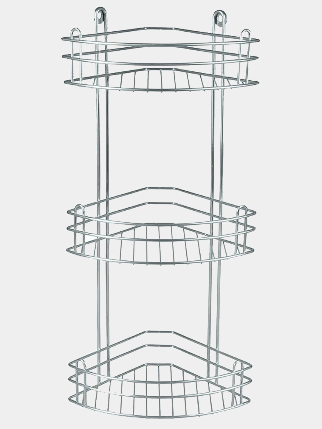 Полка угловая настенная для ванной комнаты этажерка органайзер метал  навесная 3 яруса купить по цене 1119 ₽ в интернет-магазине Магнит Маркет