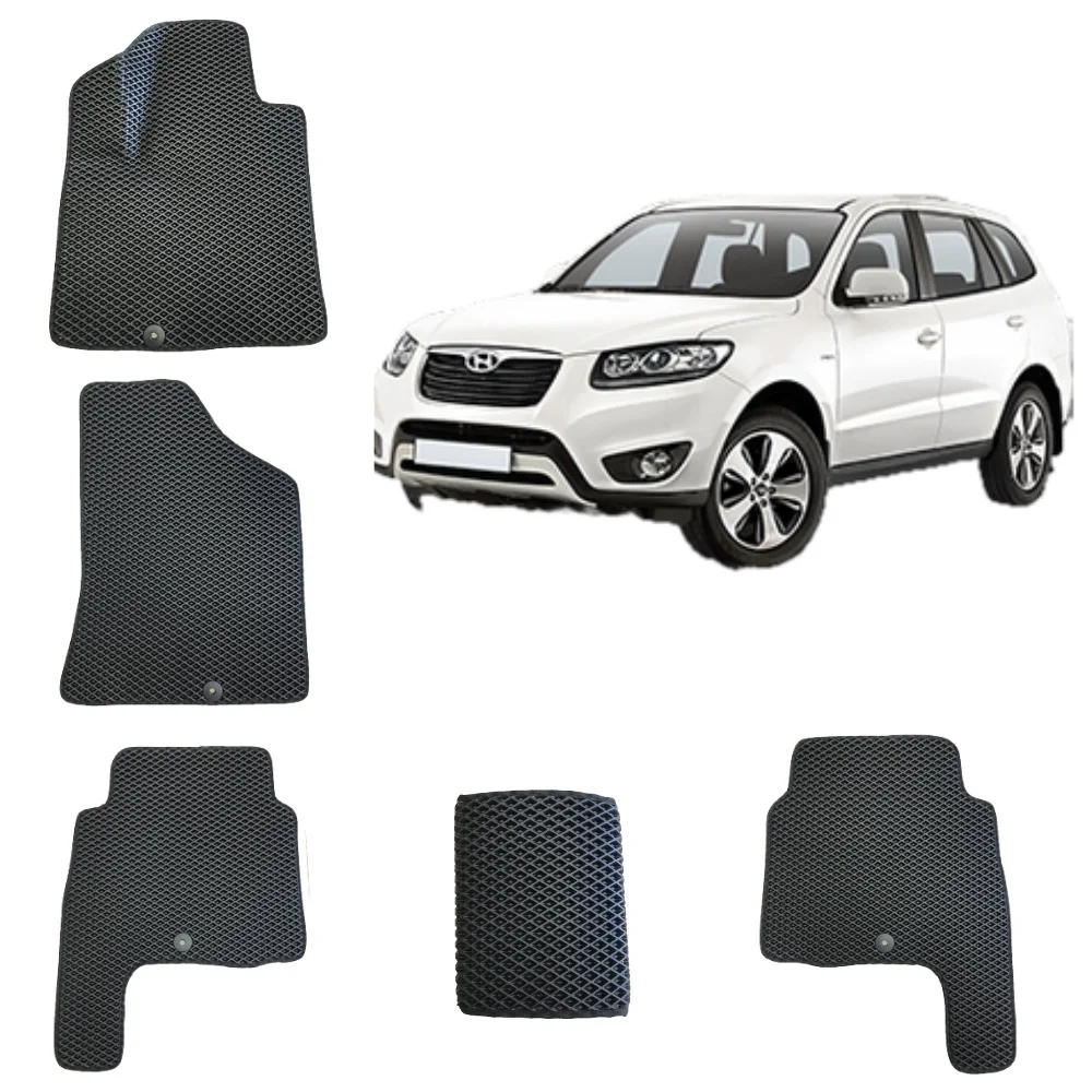 Черный 3-d Автомобильные EVA, ЭВА, ЕВА коврики для HYUNDAI SANTA FE (2)/ХЕНДАЙ САНТА ФЕ 2 дорест