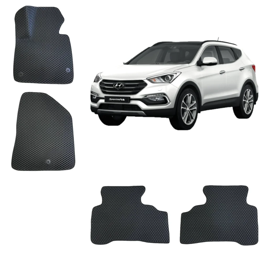 Черный 3-d Автомобильные EVA, ЭВА, ЕВА коврики для HYUNDAI SANTA FE 3 поколение/ХЕНДАЙ САНТА ФЕ 3