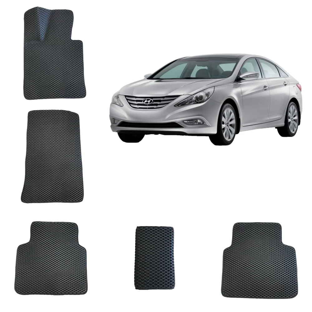 Черный 3-d Автомобильные EVA, ЭВА, ЕВА коврики для HYUNDAI SONATA 6 поколение / ХЕНДАЙ СОНАТА 6