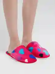 Фуксия тапочки домашние женские закрытые с сердечками