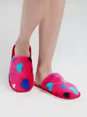 Фуксия тапочки домашние женские закрытые с сердечками