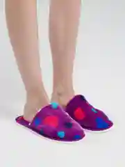 Фиолетовый тапочки домашние женские закрытые с сердечками