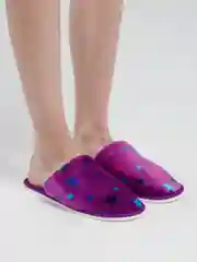 Фиолетовый тапочки домашние женские закрытые, со звездочками