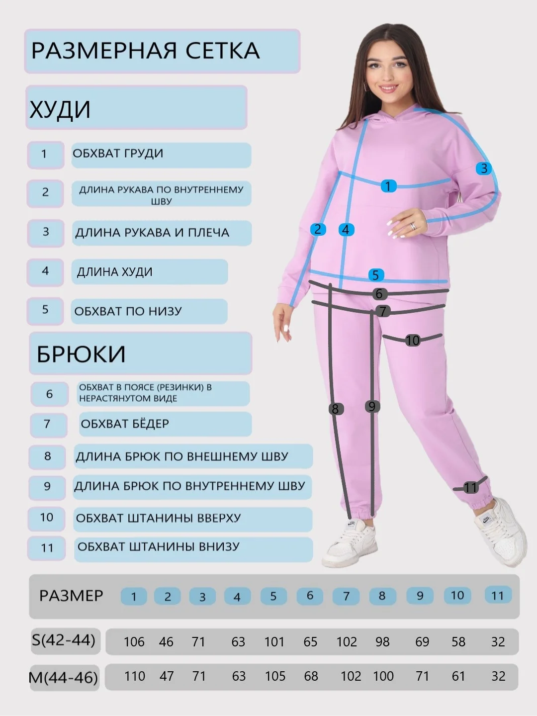 Сиреневый костюм женский спортивный джоггеры и худи