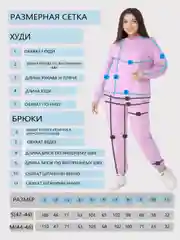 Сиреневый костюм женский спортивный джоггеры и худи
