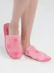 Розовый тапочки домашние женские закрытые в горошек