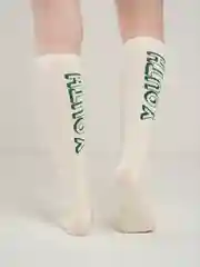 Кремовый гольфы хлопковые с надписью