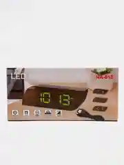 Зеленый часы-будильник настольные, электронные, LED, с зеркальным экраном и термометром