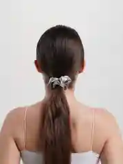 Серебряный резинка для волос, атласная
