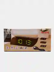 Белый часы-будильник настольные, электронные, LED, с зеркальным экраном и термометром