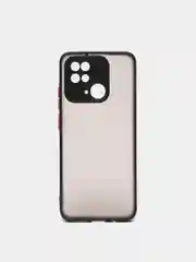 Черный чехол Xiaomi Redmi 10C / Poco C40, Поко С40, пластиковый, матовый, с цветными кнопками