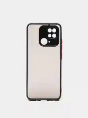 Черный чехол Xiaomi Redmi 10C / Poco C40, Поко С40, пластиковый, матовый, с цветными кнопками