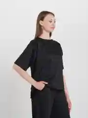 Черный костюм женский, брюки широкие на резинке