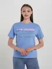 Голубой футболка женская Хоум Стайл, оверсайз, 2092Ф