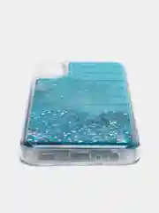 Небесно-голубой чехол Samsung Galaxy A03 Core, Самсунг Галакси А03 Кор силиконовый, жидкий, с блестками