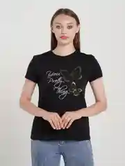 Черный футболка женская черная с золотым принтом, подарок на новый год