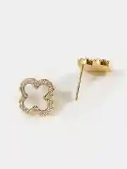Белый серьги-гвоздики, в форме клевера