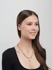 Золотой многослойная женская цепь с жемчугом, тройная цепь, цепочка женская