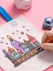 Желтый шоппер детский DIY, с набором маркеров
