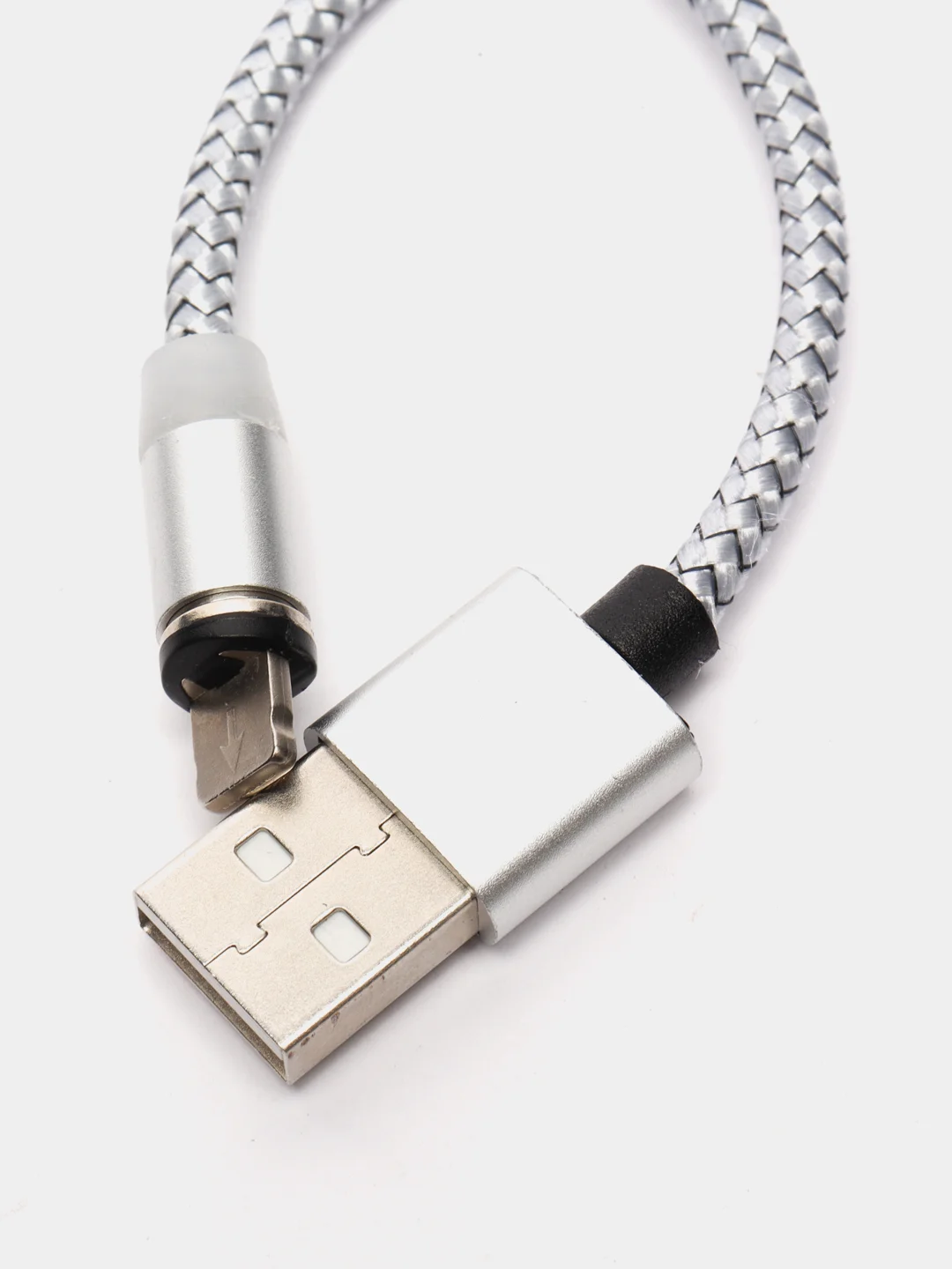 Серебряный кабель для зарядки X-cable, магнитный, 2.1 А, 360 + магнитный коннектор-разъем