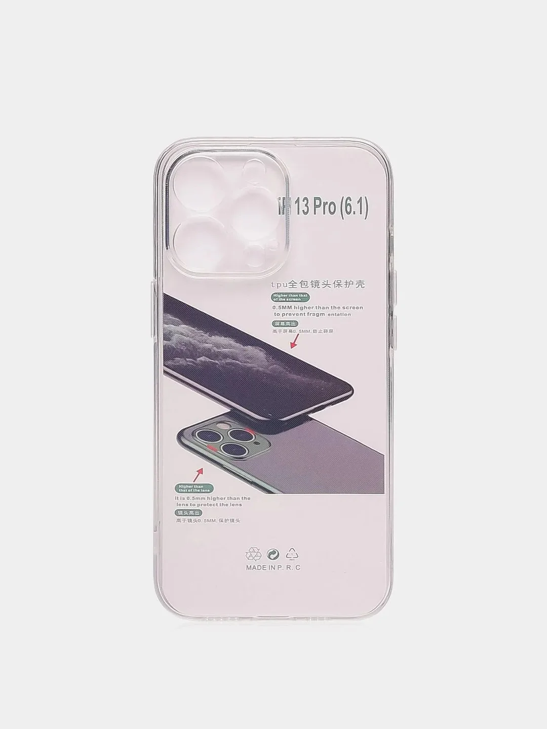 Чехол iPhone 13 Pro Max Mini прозрачный с защитой камеры (Айфон 13 Про Макс Мини)
