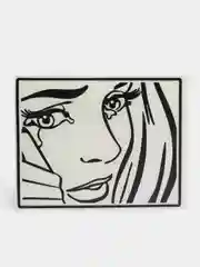 Черный наклейка голографическая Comix girl (Девушка из комикса), без фона, на любую поверхность