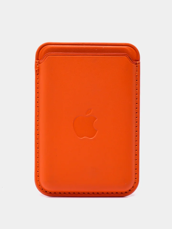 Оранжевый кошелек из эко-кожи для карт MagSafe Leather Wallet на iPhone 12, 13 ProMax