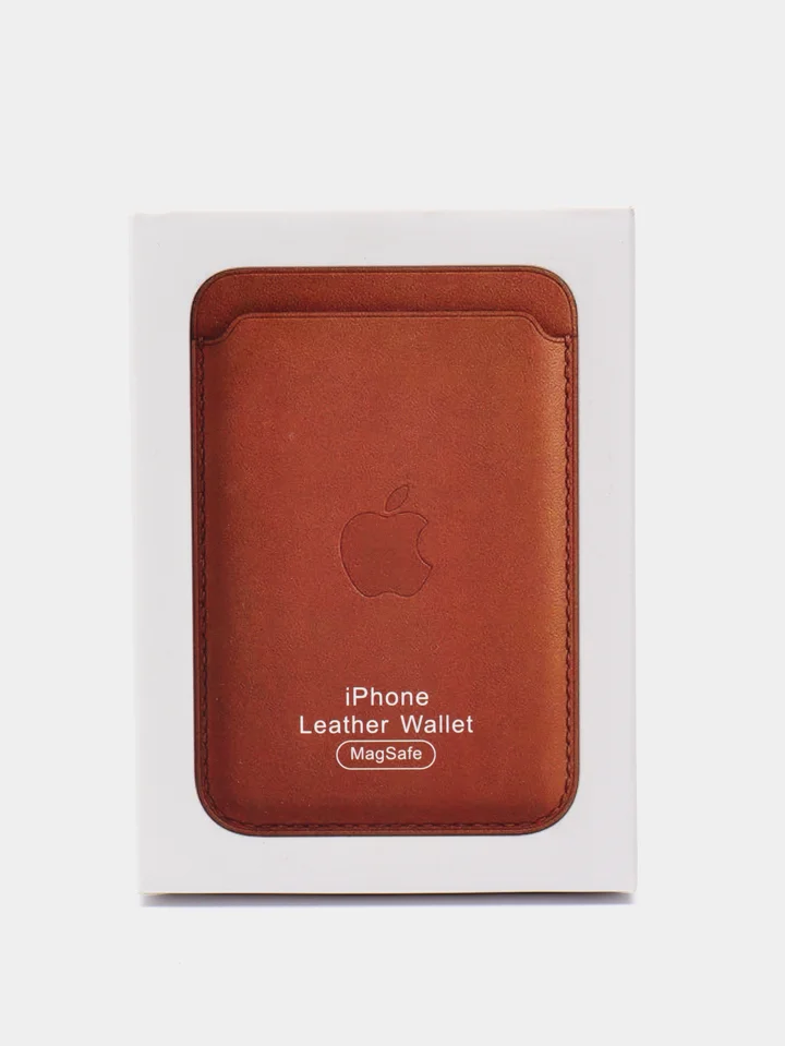 Коричневый кошелек из эко-кожи для карт MagSafe Leather Wallet на iPhone 12, 13 ProMax