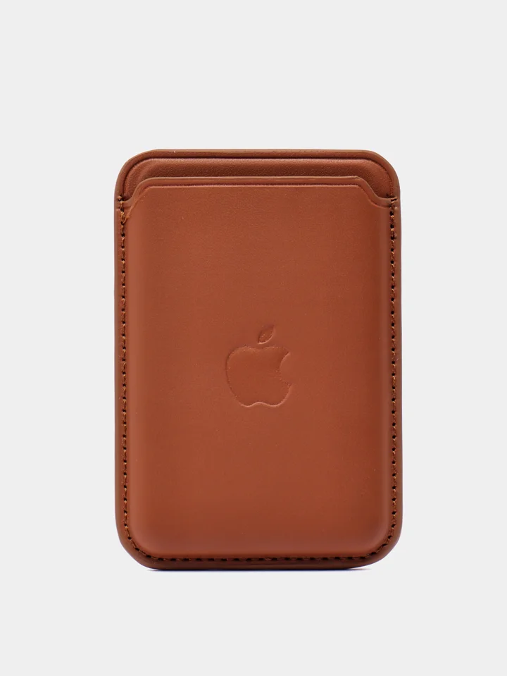 Коричневый кошелек из эко-кожи для карт MagSafe Leather Wallet на iPhone 12, 13 ProMax