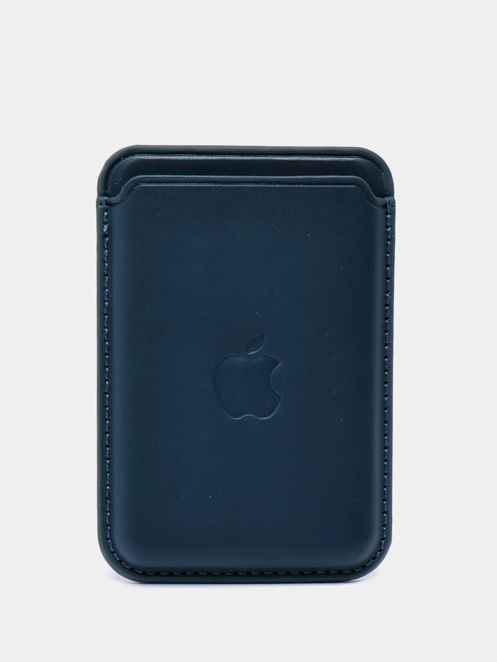 Темно-синий кошелек из эко-кожи для карт MagSafe Leather Wallet на iPhone 12, 13 ProMax