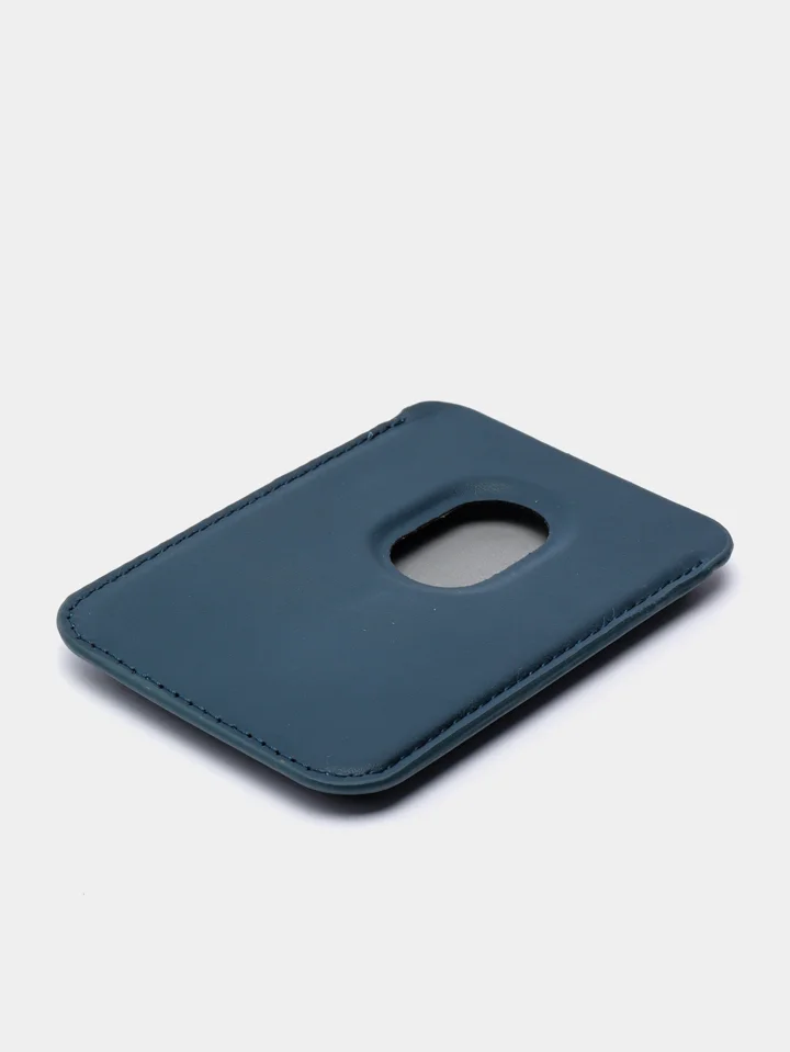 Темно-синий кошелек из эко-кожи для карт MagSafe Leather Wallet на iPhone 12, 13 ProMax