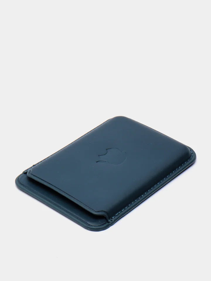 Темно-синий кошелек из эко-кожи для карт MagSafe Leather Wallet на iPhone 12, 13 ProMax