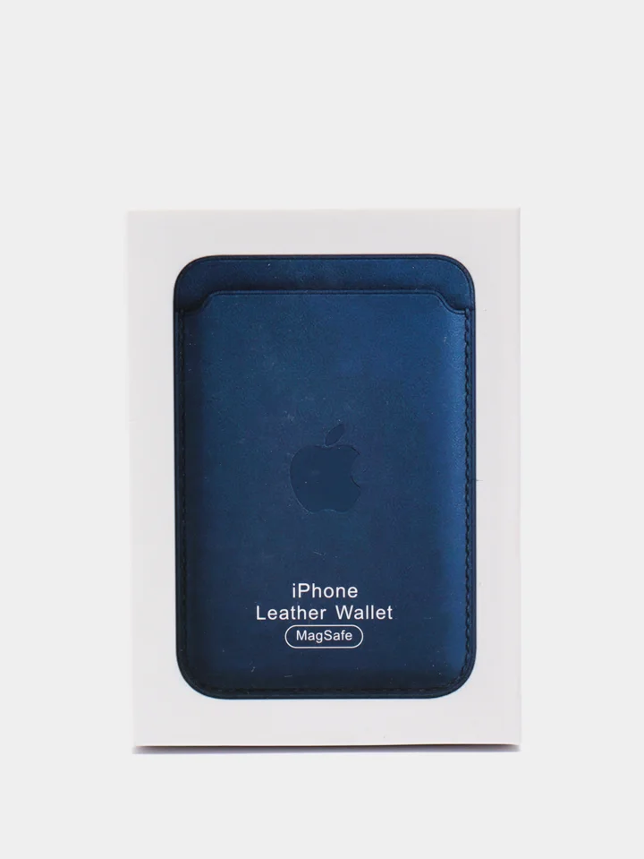 Темно-синий кошелек из эко-кожи для карт MagSafe Leather Wallet на iPhone 12, 13 ProMax
