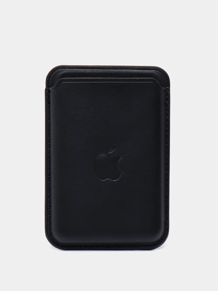 Черный кошелек из эко-кожи для карт MagSafe Leather Wallet на iPhone 12, 13 ProMax