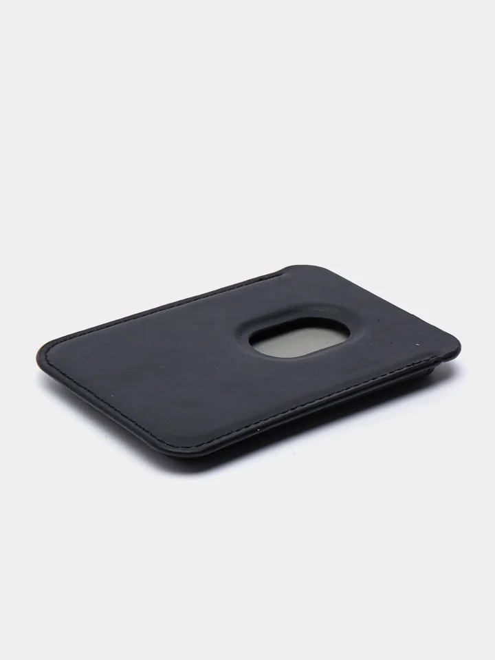 Черный кошелек из эко-кожи для карт MagSafe Leather Wallet на iPhone 12, 13 ProMax