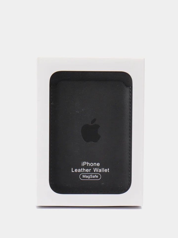 Черный кошелек из эко-кожи для карт MagSafe Leather Wallet на iPhone 12, 13 ProMax