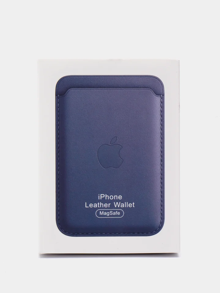 Голубой кошелек из эко-кожи для карт MagSafe Leather Wallet на iPhone 12, 13 ProMax