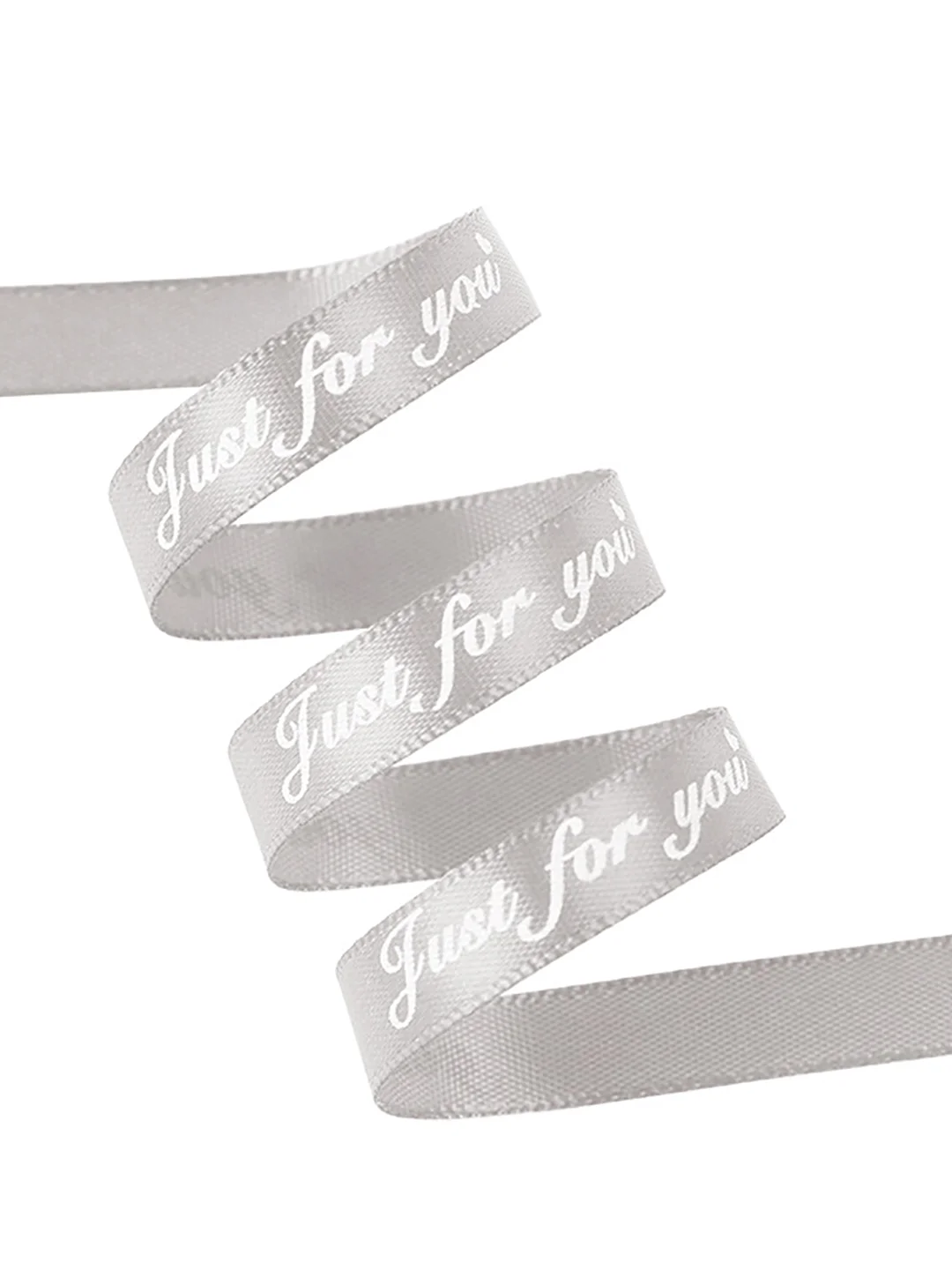 Серый атласная лента с надписью "Just for you"  10 х 5000 мм