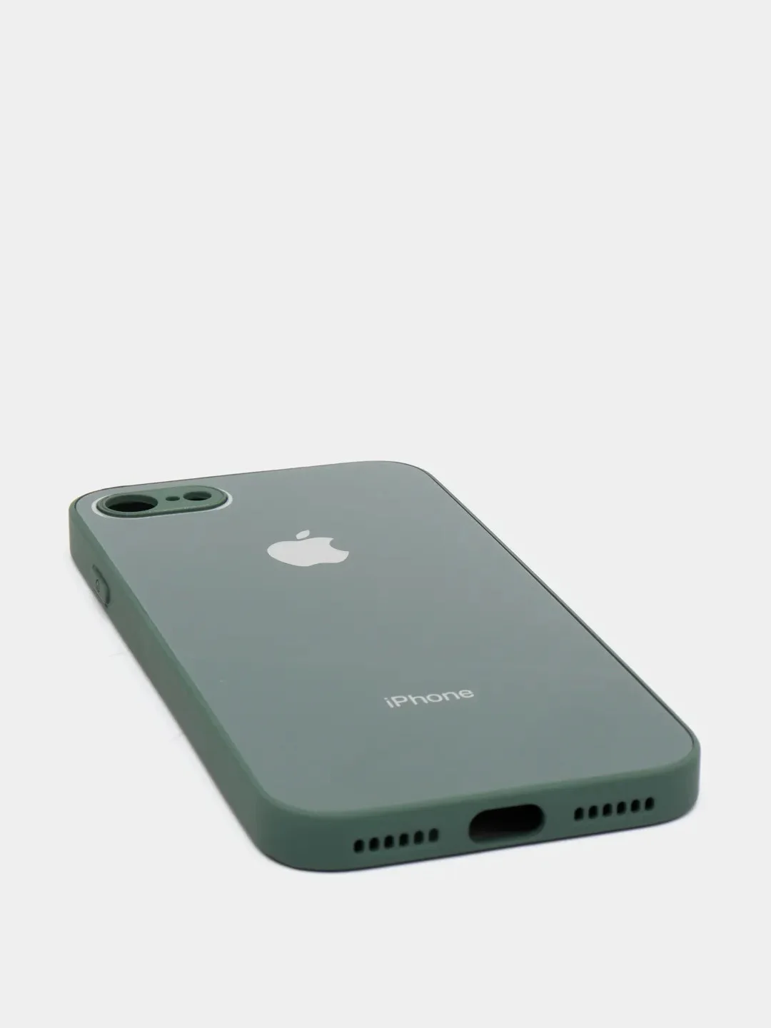 Зеленый силиконовый чехол для iPhone 7, iPhone 8, iPhone SE 2020, со стеклянной панелью
