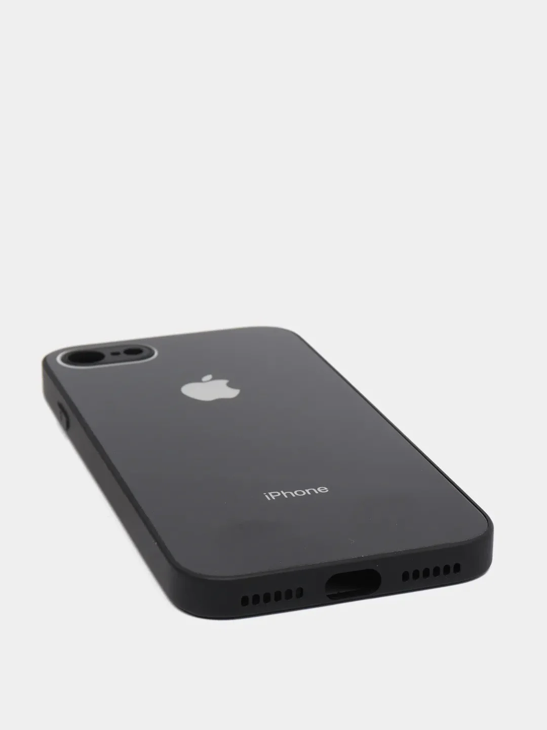 Черный силиконовый чехол для iPhone 7, iPhone 8, iPhone SE 2020, со стеклянной панелью