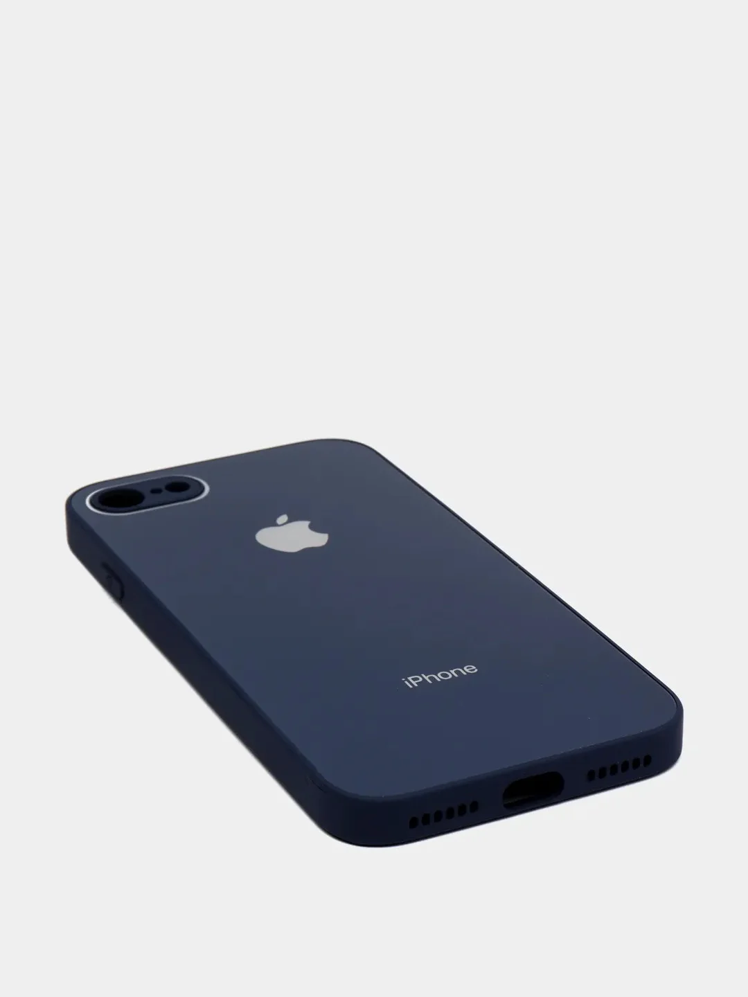 Синий силиконовый чехол для iPhone 7, iPhone 8, iPhone SE 2020, со стеклянной панелью